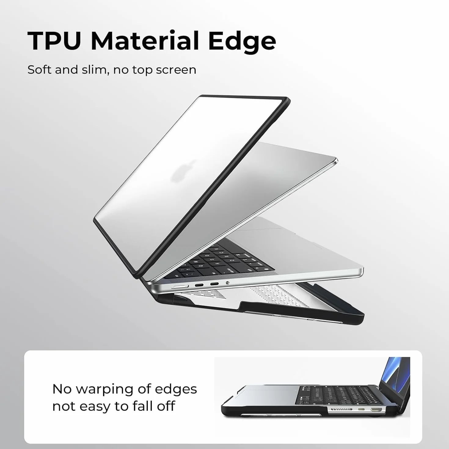 BlueSwan Etui Kompatybilne z MacBook Pro 14 Cali M5 M4 M3 M2 M1, Ramka TPU Odporna na Pęknięcia+Matowa Osłona PC-Matowe przezroczyste