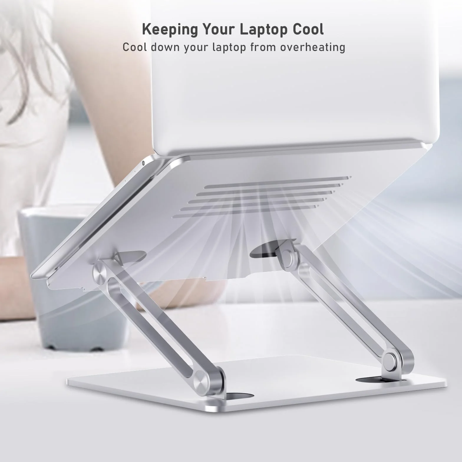 BoYata Stojak na laptopa, podstawka pod laptopa pod wieloma kątami z otworem wentylacyjnym, podstawka do notebooka kompatybilny z komputerami MacBook Pro, Dell, HP, Samsung, Acer 10–15,6"-Srebrny