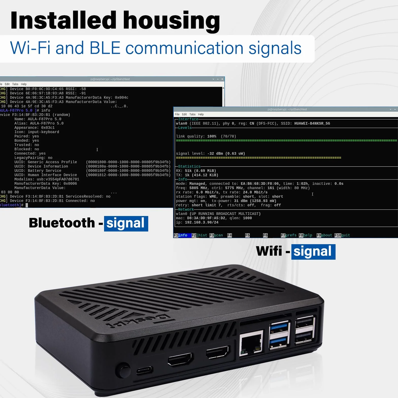 GeeekPi DeskPi Lite Pi5 Obudowa z przyciskiem zasilania, PCIe na M.2 HAT, aktywnym chłodzeniem i podwójnym HDMI w pełnym rozmiarze dla Raspberry Pi 5, obsługuje dyski M.2 NVMe M-Key 2230/2242/2260