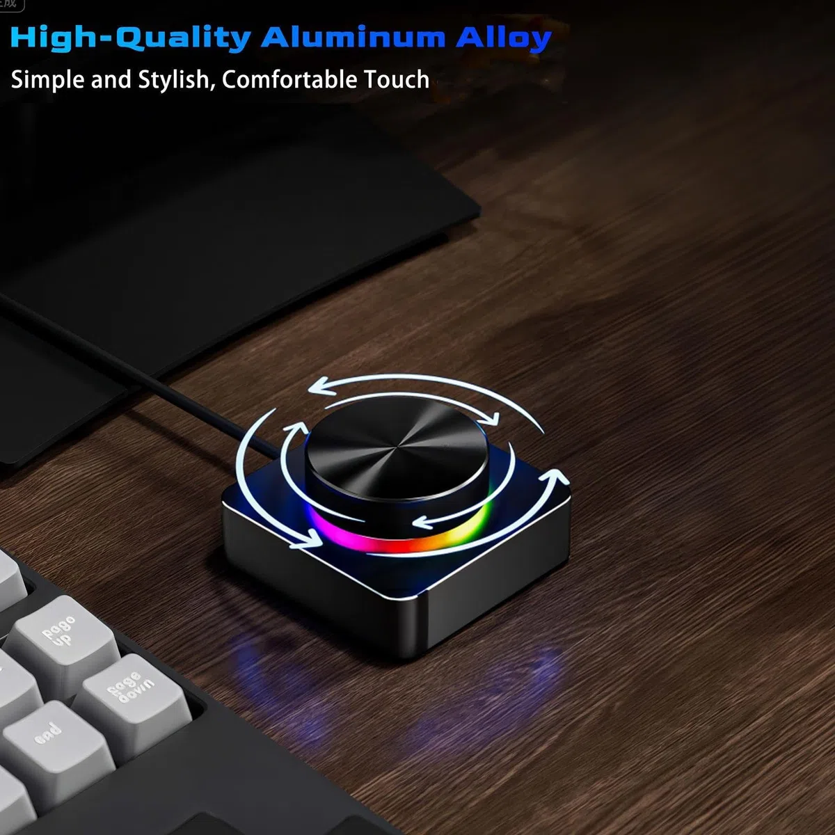 Komputerowe Pokrętło Kontrolera Głośności Podświetlenie RGB 7 Trybów | Komputerowy Bezprzewodowy Kontroler Głośności Multimediów Z Pokrętłem Głośnik