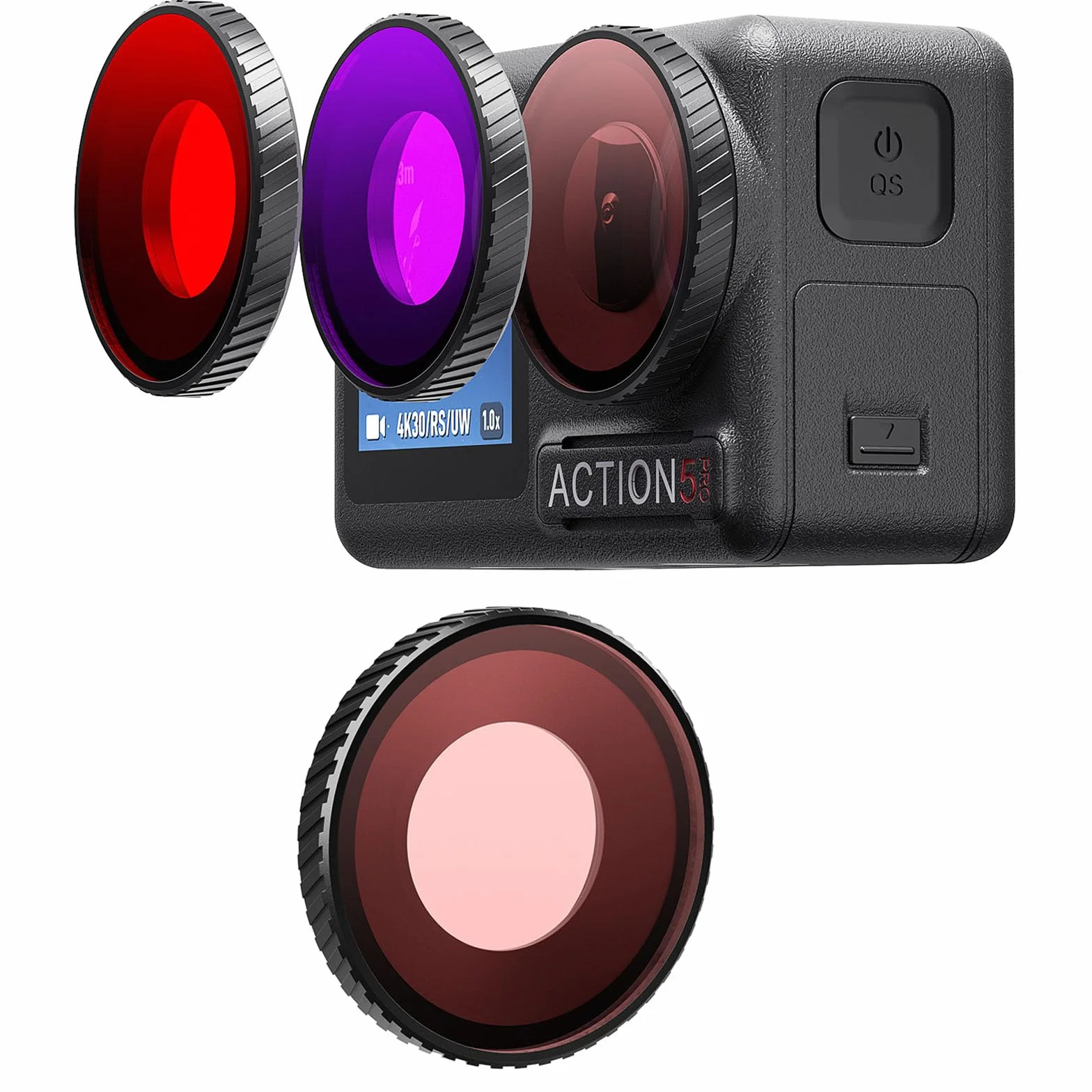 Filtr zanurzeniowy do DJI Osmo Action 5 Pro jasnoczerwony/czerwony/fioletowy, filtr podwodny ochrona obiektywu, akcesoria do DJI Osmo Action 5 Pro 4 (jasnoczerwony)