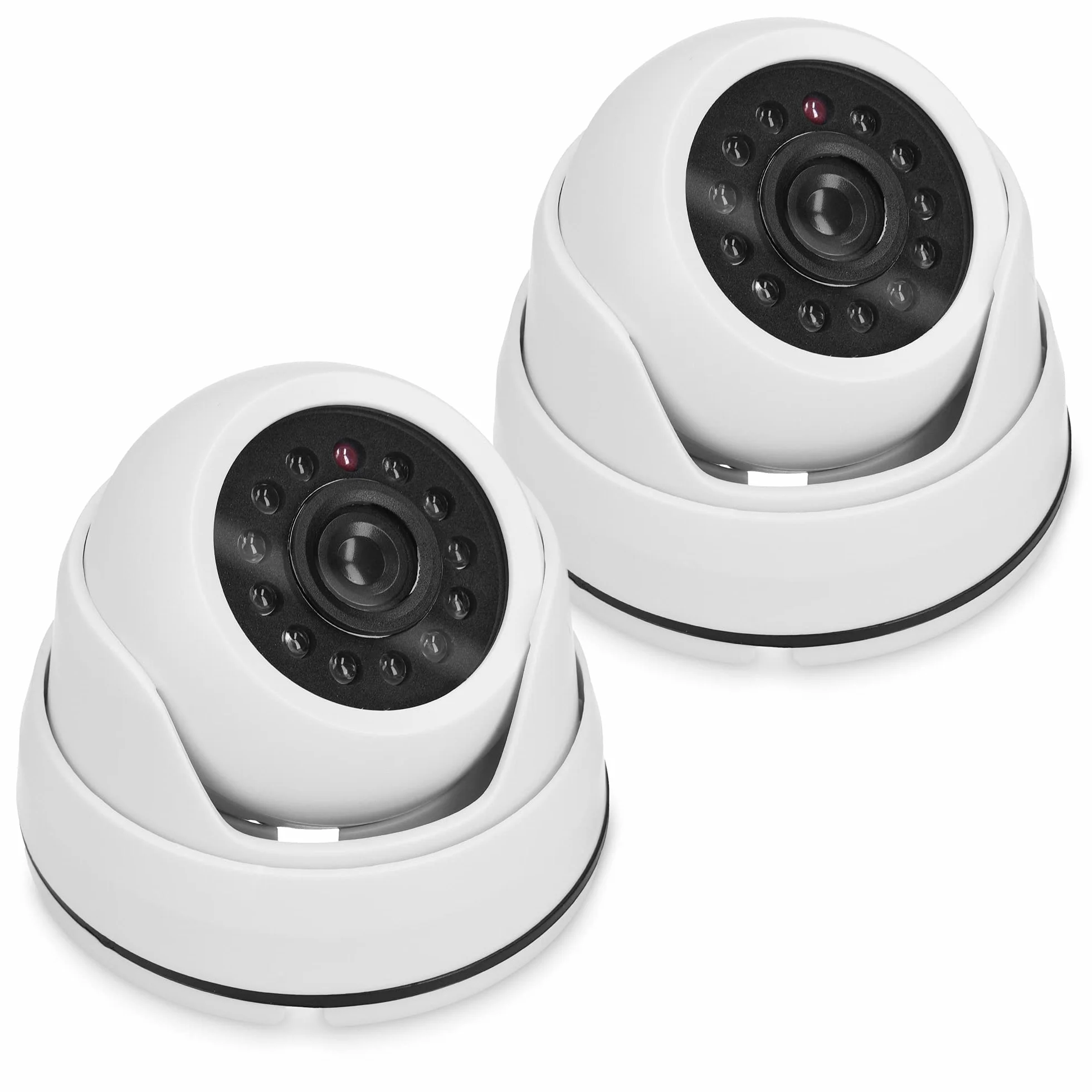 kwmobile 2X atrapa kamery do konstrukcji stropowej - ze światłem LED - zestaw atrap kopułkowej kamery monitorującej - zwodniczo prawdziwa fałszywa kamera bezpieczeństwa w kolorze białym