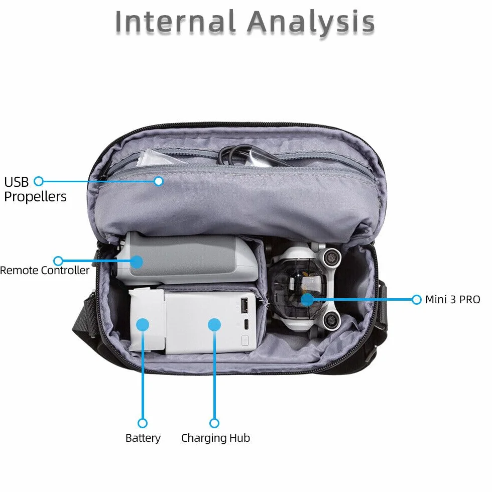 przenośna torba do przechowywania etui na ramię do DJI Mini 3/Mini 3 Pro Accessorie, Czarny, 27.5 x 21 x 11 cm, Kompaktowe