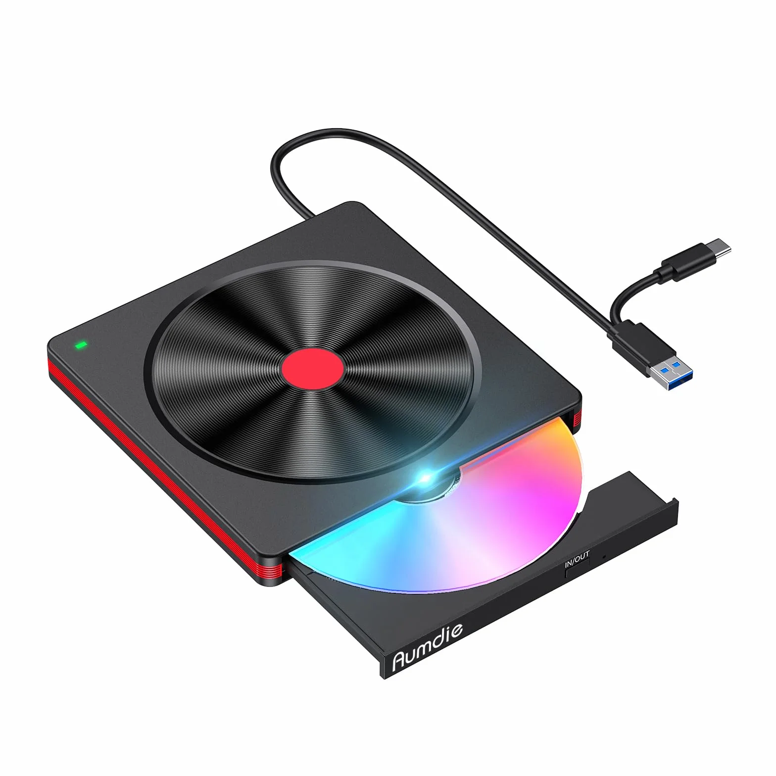 Zewnętrzny napęd DVD, USB 3.0 CD/DVD, zewnętrzny napęd CD USB C, zewnętrzny napęd CD do laptopów, PC, zewnętrzny nagrywarka CD DVD i odtwarzacz do Windows 11/10/8.1/7/XP/Vista, Linux, komputer