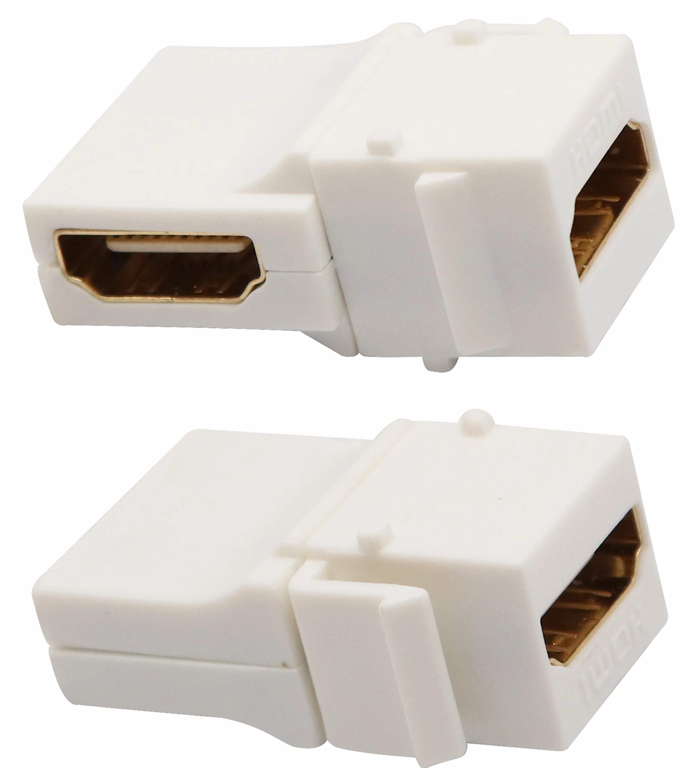 Adapter Keystone HDMI 90 stopni pozłacany kąt prosty HDMI żeński do żeńskiego Keystone Jack wkładka 3D 4K 60HZ adapter łącznika do płyty ściennej (biały/5 sztuk)