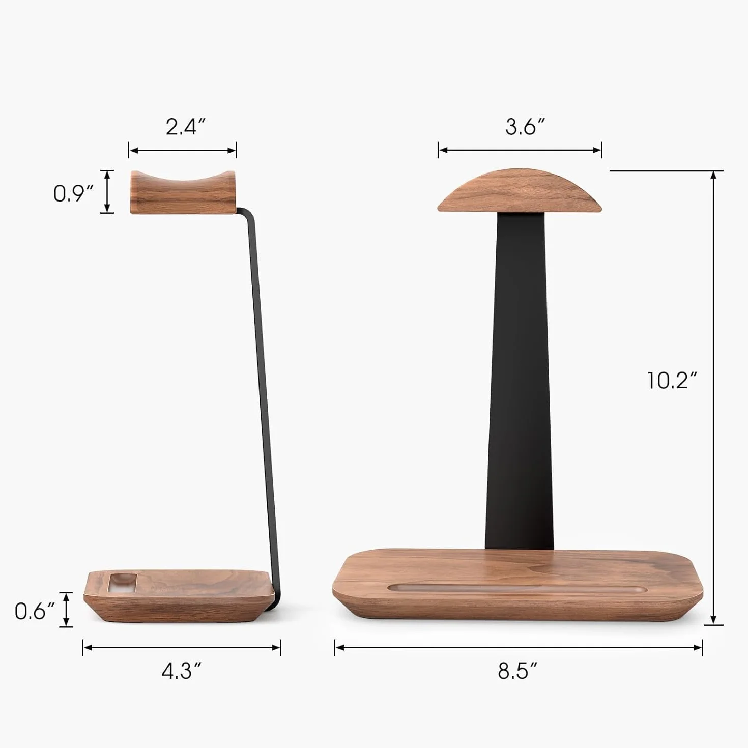 Stojak na słuchawki z drewna orzechowego, uchwyt na słuchawki z naturalnego drewna z podstawą do przechowywania, kompatybilny z AirPods Max, Beats, Bose, Sony, Sennheiser, Gaming, itp