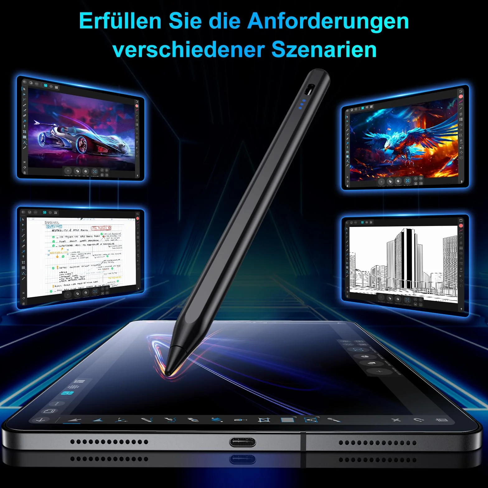 Rysik do iPada, (2018-2025) Pencil 2. generacji do Apple z wydajnością szybkiego ładowania Palm Rejection i czułością na nachylenie Stylus do i Pad 6-10, i Pad Pro 13''/12,9''/11'', Mini 6/5, Air 5/4