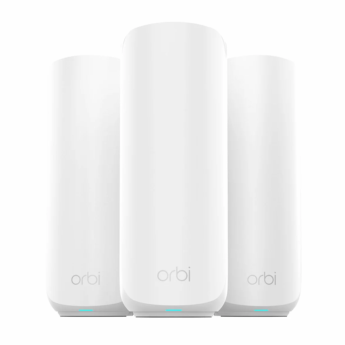 Dwupasmowy system Mesh WiFi 7 NETGEAR Orbi serii 370 do użytku domowego (RBE373) — router + 2 wzmacniacze, funkcje zabezpieczeń, 3,6 Gb/s, zasięg 360 m2, 70 urządzeń, port internetowy 2,5 GB, BE3600