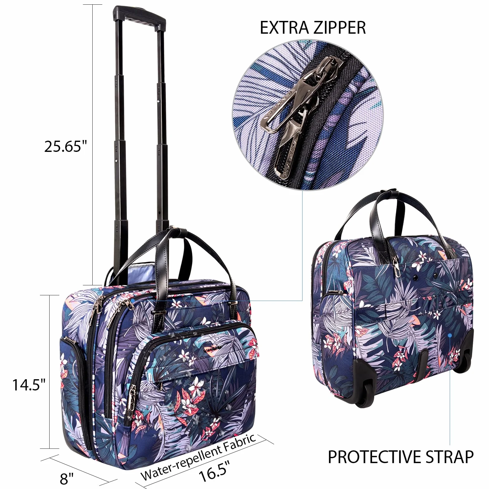 VANKEAN Walcowane etui na laptopa dla kobiet, premium walcowana torba podróżna, pasuje do 38 cm (15,6 cala) na laptopa teczka do przenoszenia, wodoodporna na noc, walcowanie torby komputerowe z