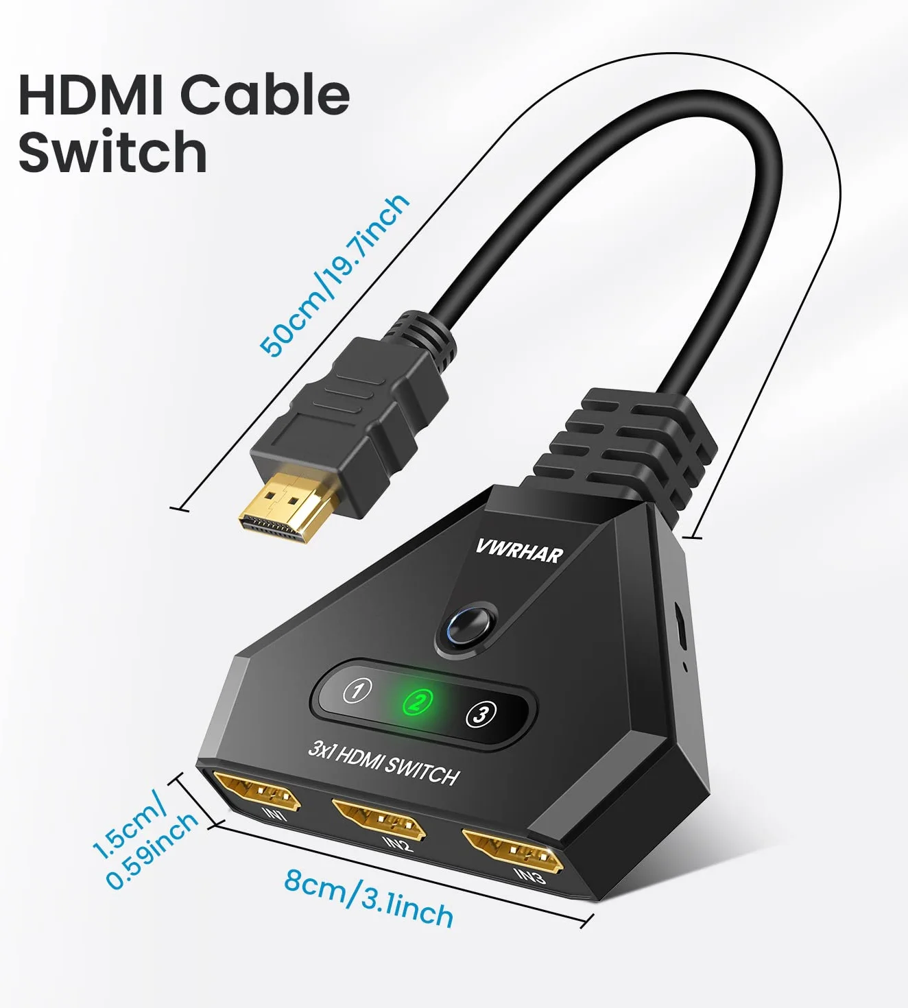 Przełącznik HDMI 4K Automatyczny/Ręczny 3 w 1 - Obsługuje 4K/3D/HDR/UHD/1080P, Kompatybilny z Xbox, PS5/4/3, Blu-Ray, Firestick, Apple TV
