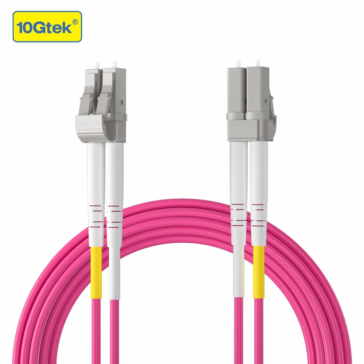 Fiber Patch Cable - LC to LC OM4 10Gb/Gigabit Multi-Mode Jumper Duplex 50/125μm LSZH Fiber Optic Cord for SFP Transceiver, Magenta, 30-Meter(100-ft)