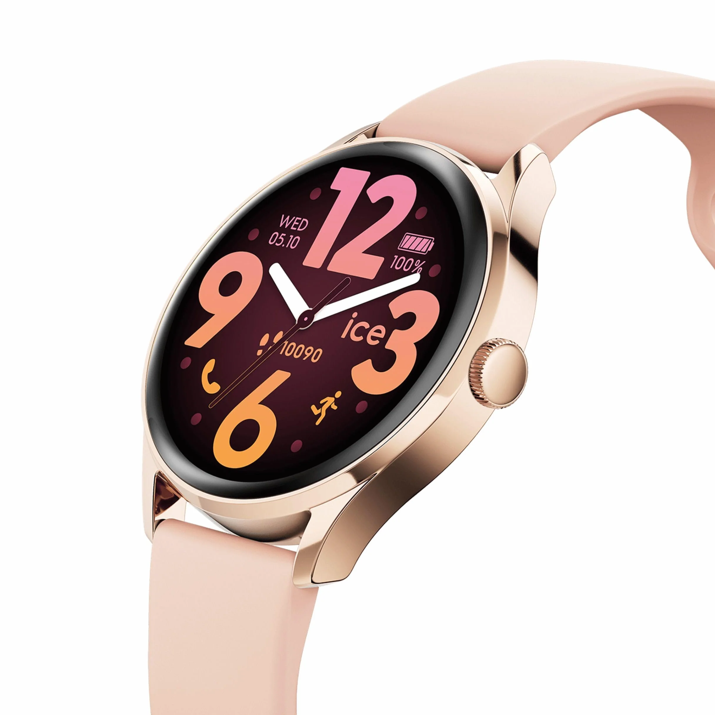 Ice-Watch - ICE smart 3.0 - 1.2 Rose-gold Nude AMOLED GPS - Połączony różowo-złoty zegarek damski z silikonowym paskiem - 025103 (1,20 cala)