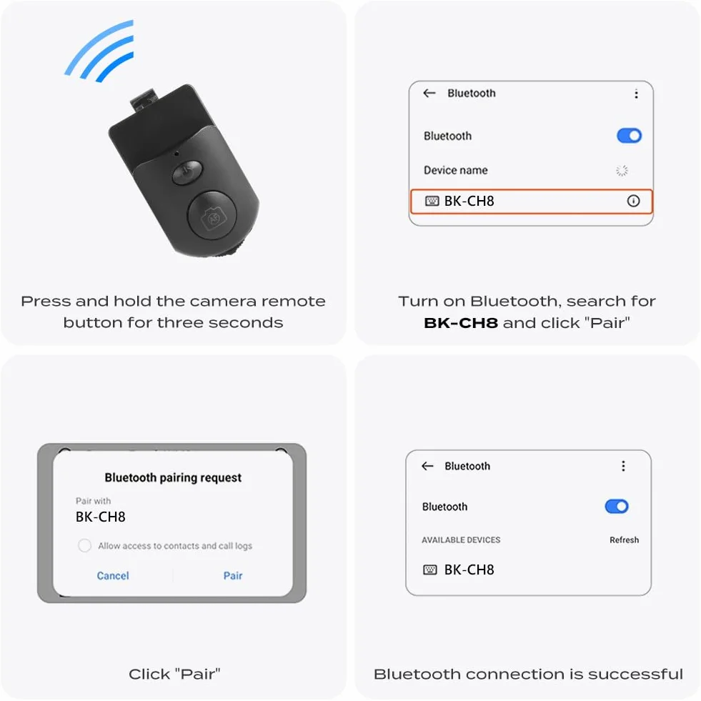 HOTUT Smartphone uchwyt na kamerę z pilotem zdalnego sterowania Bluetooth - uchwyt stabilizator z przyłączem statywu i zimnym butem - do iPhone'a i Androida