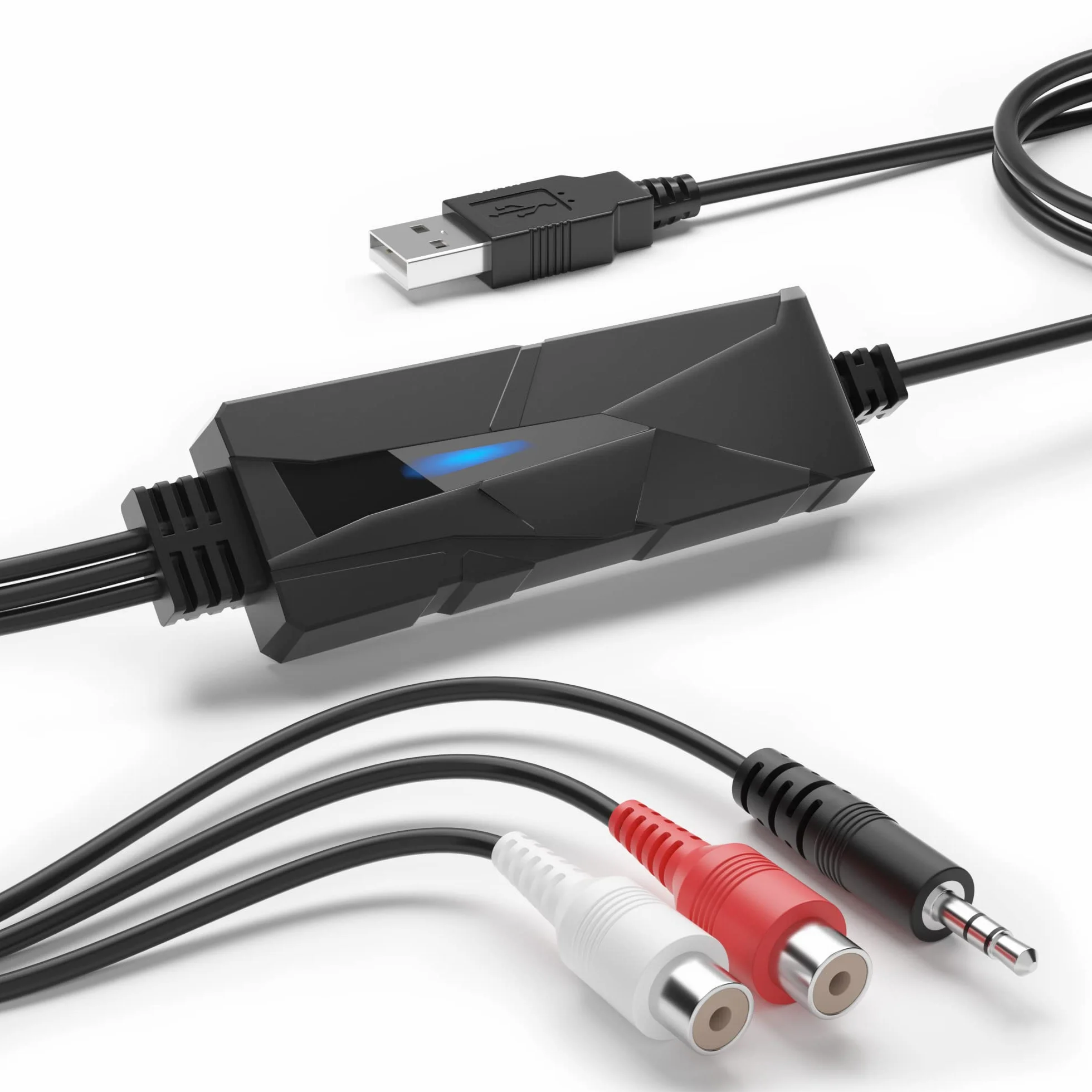 DriverGenius AudioXfer USB Audio Capture Device AV202-B for Cassette Vinyl MD via 3.5mm RCA PC Mac Linux