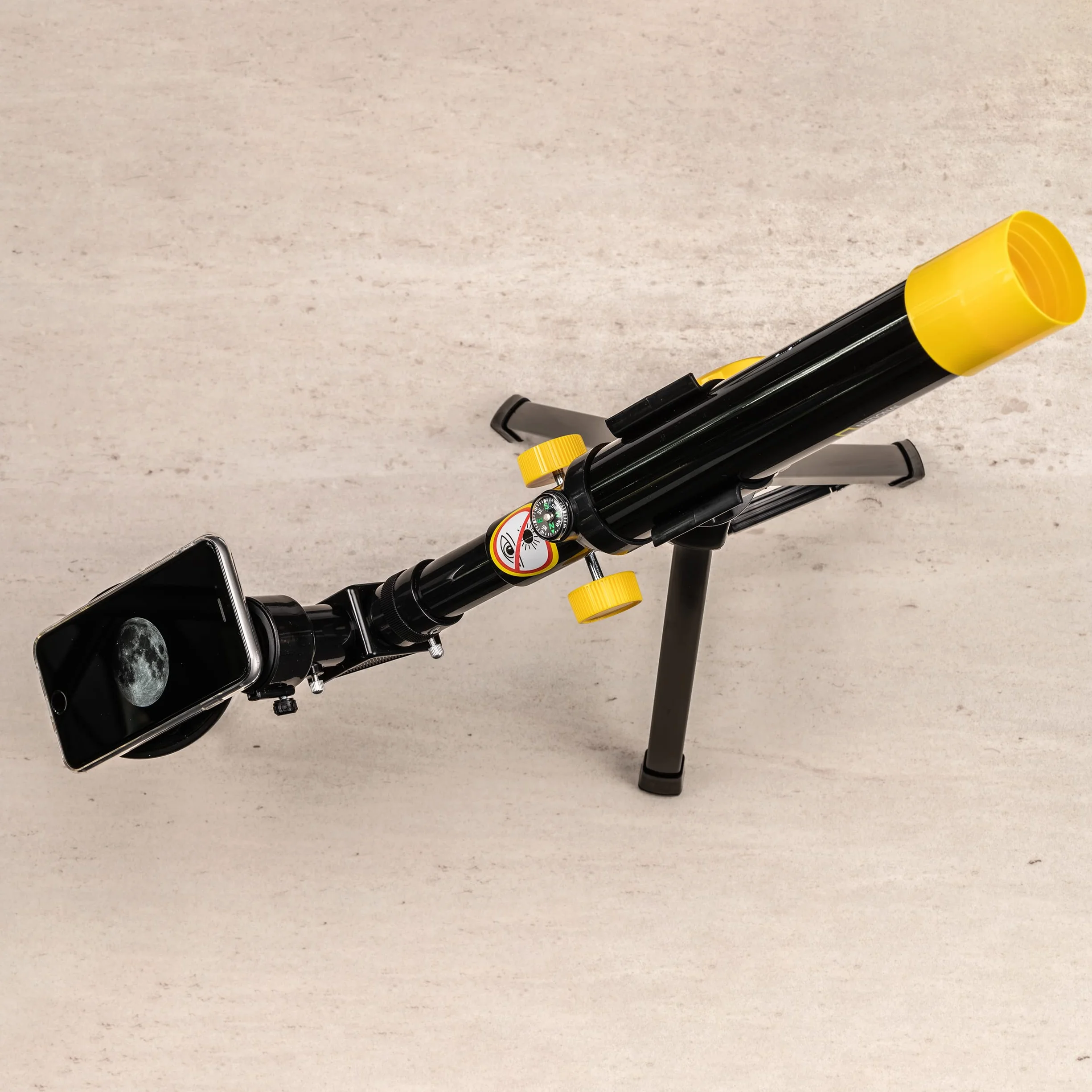 National Geographic Teleskop soczewkowy 40/400 teleskopowy stołowy dla dzieci z mocowaniem AZ, 2 okulary, wbudowany kompas i uchwyt na smartfon, czarny, 9140400