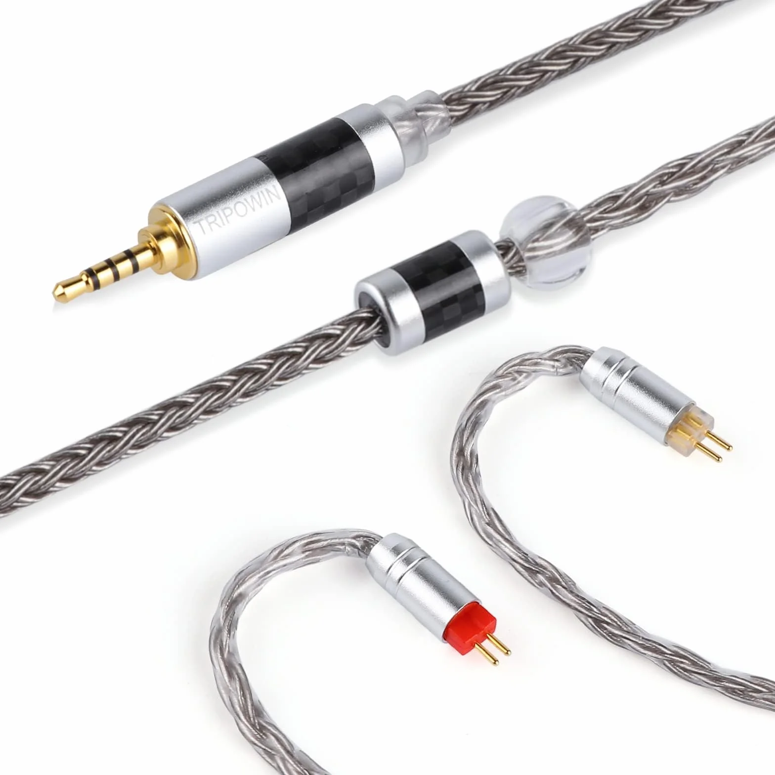 Linsoul Tripowin Zonie 16-rdzeniowy posrebrzany kabel do słuchawek (2-pinowy 0,78, 3,5 mm, szary)