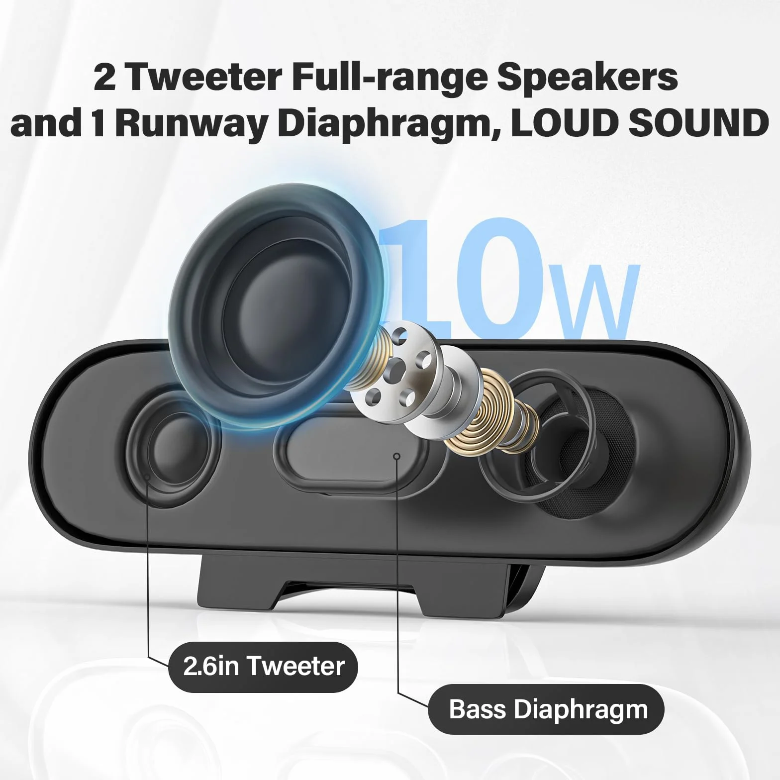 Głośnik komputerowy USB, przenośny głośnik komputerowy do komputera stacjonarnego, laptopa, mini głośnik soundbar z klipsem do monitora, Plug and Play