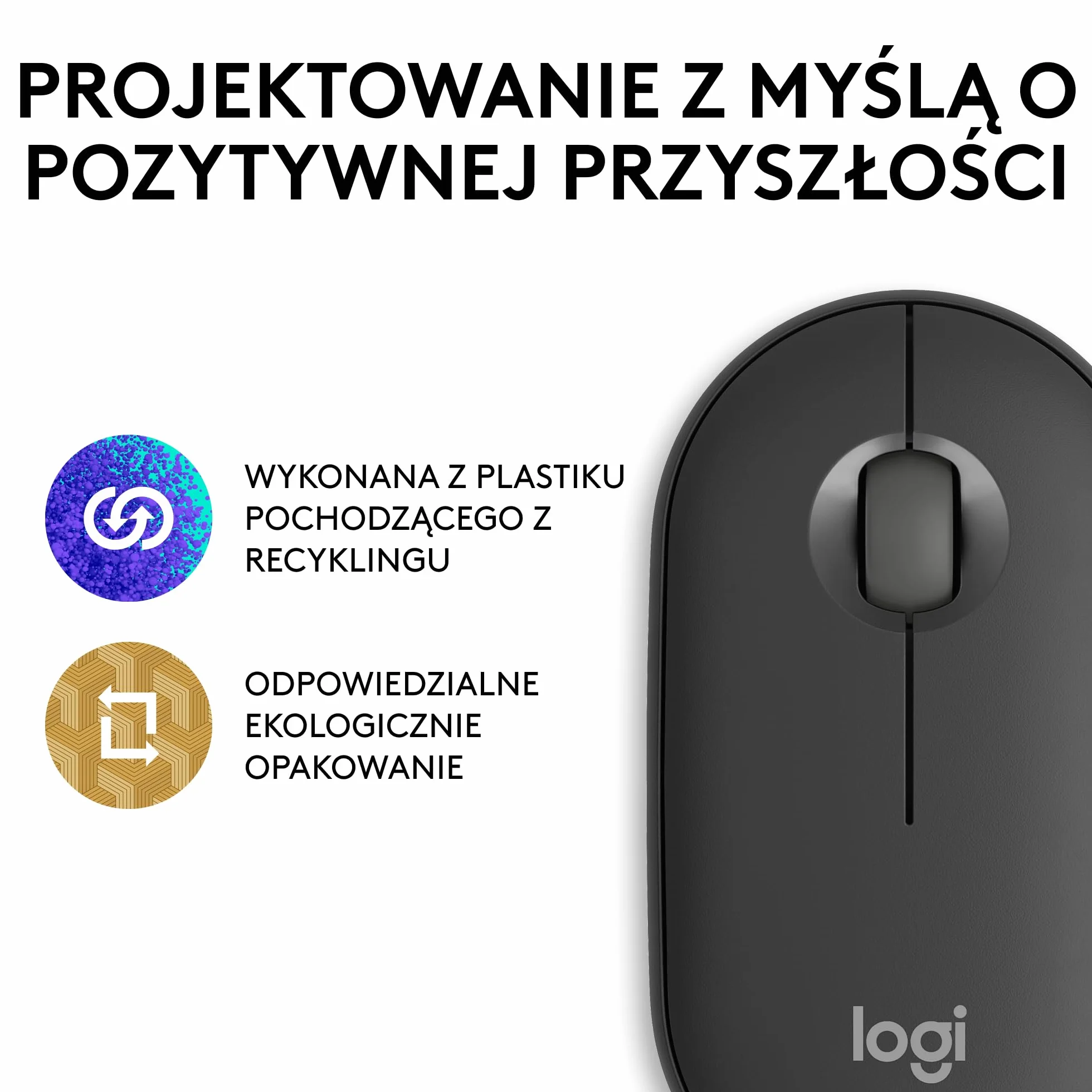 Logitech Pebble 2 M350s Bezprzewodowa Mysz Bluetooth Smukła Lekka Grafit