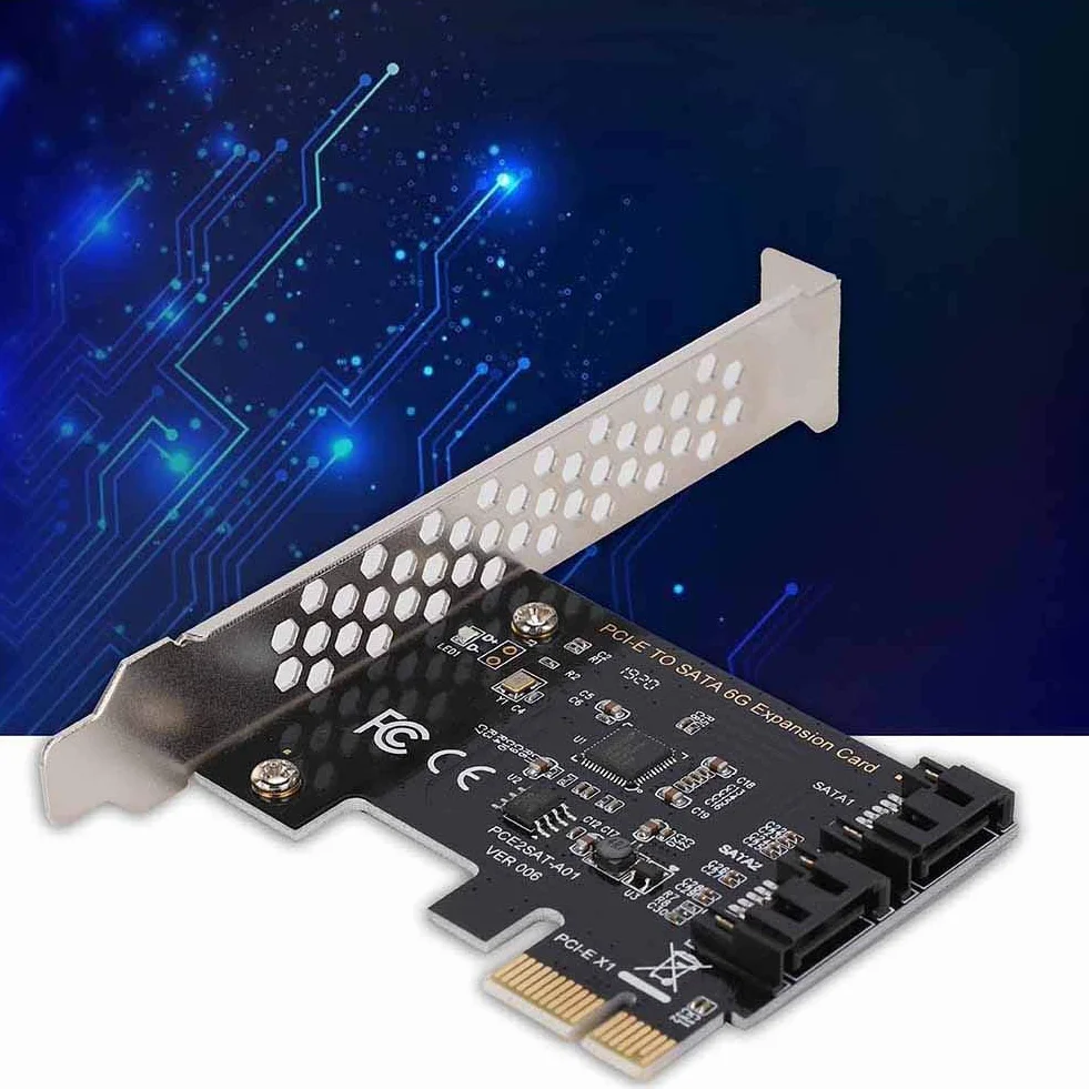 Karta SATA PCI-E 2 porty, PCI Express na SATA 3.0 6 Gb/s karta rozszerzeń kontrolera SATA z uchwytem, obsługa dla Mac/Linux/Windows (R) XP / server2003 / VISTA / 7/8 (32/64 bit)