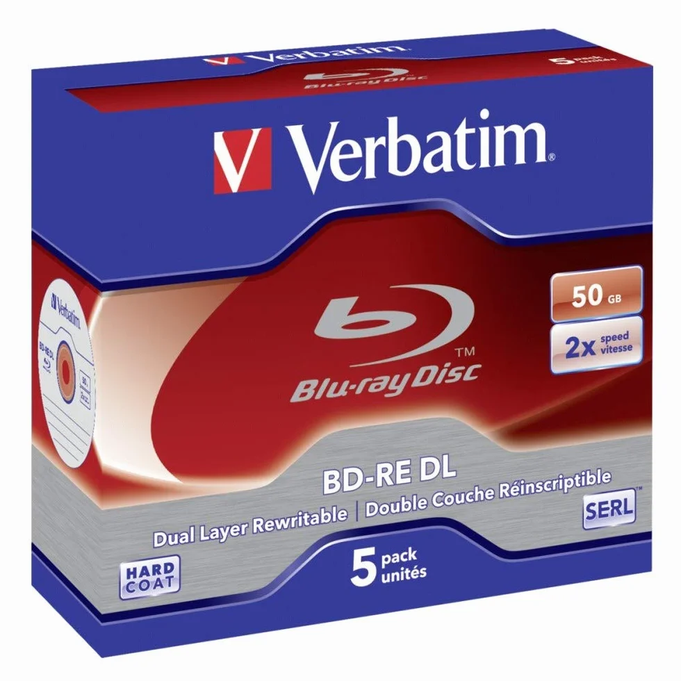 Verbatim BD-RE DL 50 GB 2X, 5 szt. Jewelcase, 43760, biały