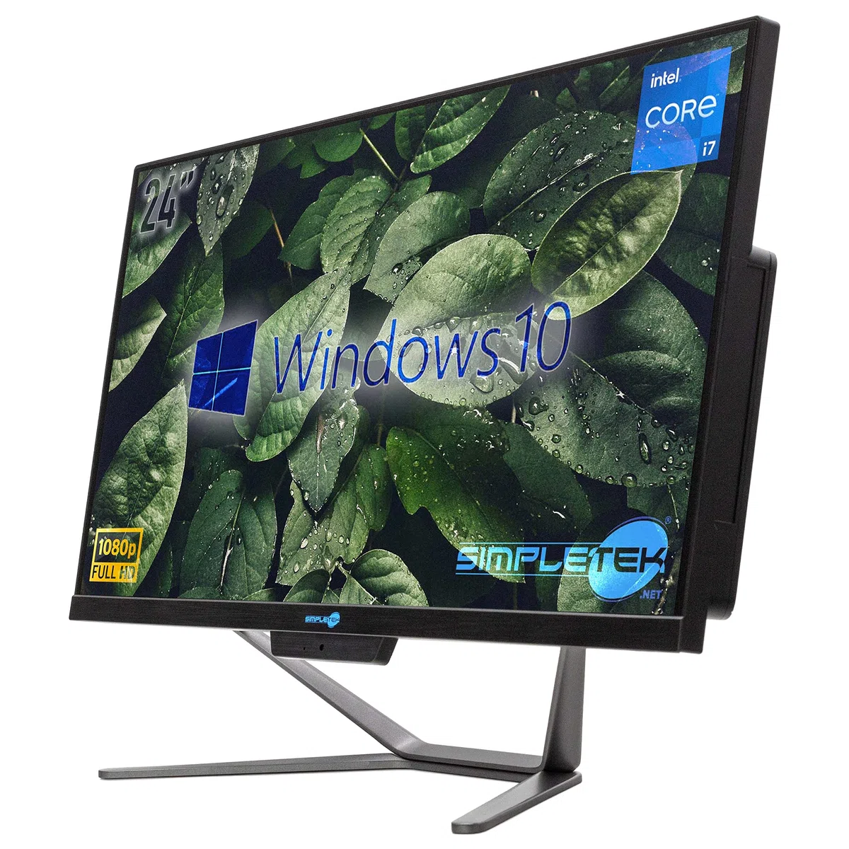 PC All in One Core i7 Windows 10 Pro 24" FHD | 16GB RAM SSD 240GB + 2TB | Wbudowana kamera internetowa WiFi5 | Komputer stacjonarny Stały Aio Biuro Domu Szkoły - Simpletek