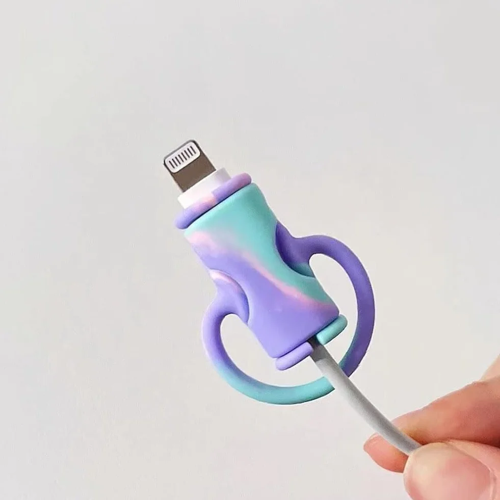 LightBeacon 5 Pack Charging Cable Protector, Miniaturowe etui ochronne na kable danych 2 w 1, Uroczy silikonowy miniaturowy ochraniacz na kable ładujące, do wszystkich kabli ładujących