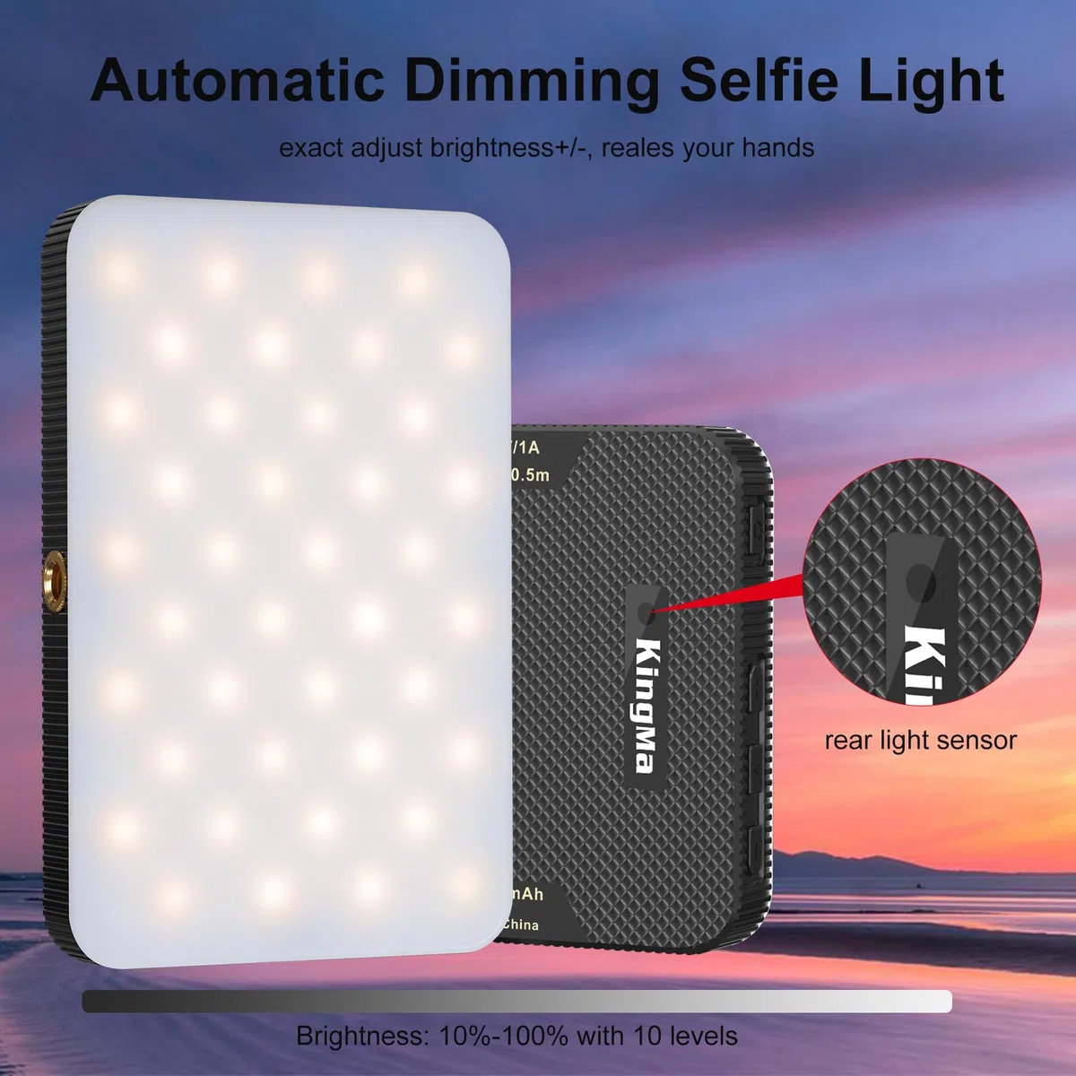 Ma King Lampa do selfie LED Clip 3 tryby kolorów Int Light Sensor Akumulator 2000 mAh Do wideokonferencji/TikTok na żywo