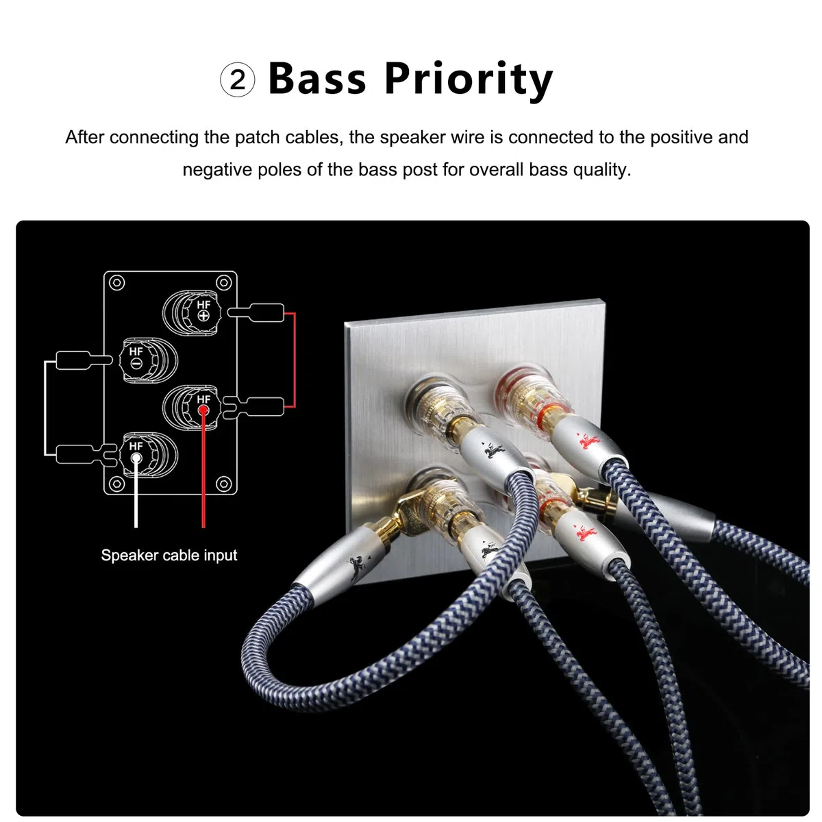 Impeto Kabel zworki głośnikowe, dwuprzewodowy przewód głośnikowy, mostek audiofilski, hifi, 4 sztuki, 20 cm, z wypustkami widełkowymi do wtyczki bananowej, wysokiej klasy mostki zworkowe, miedź o
