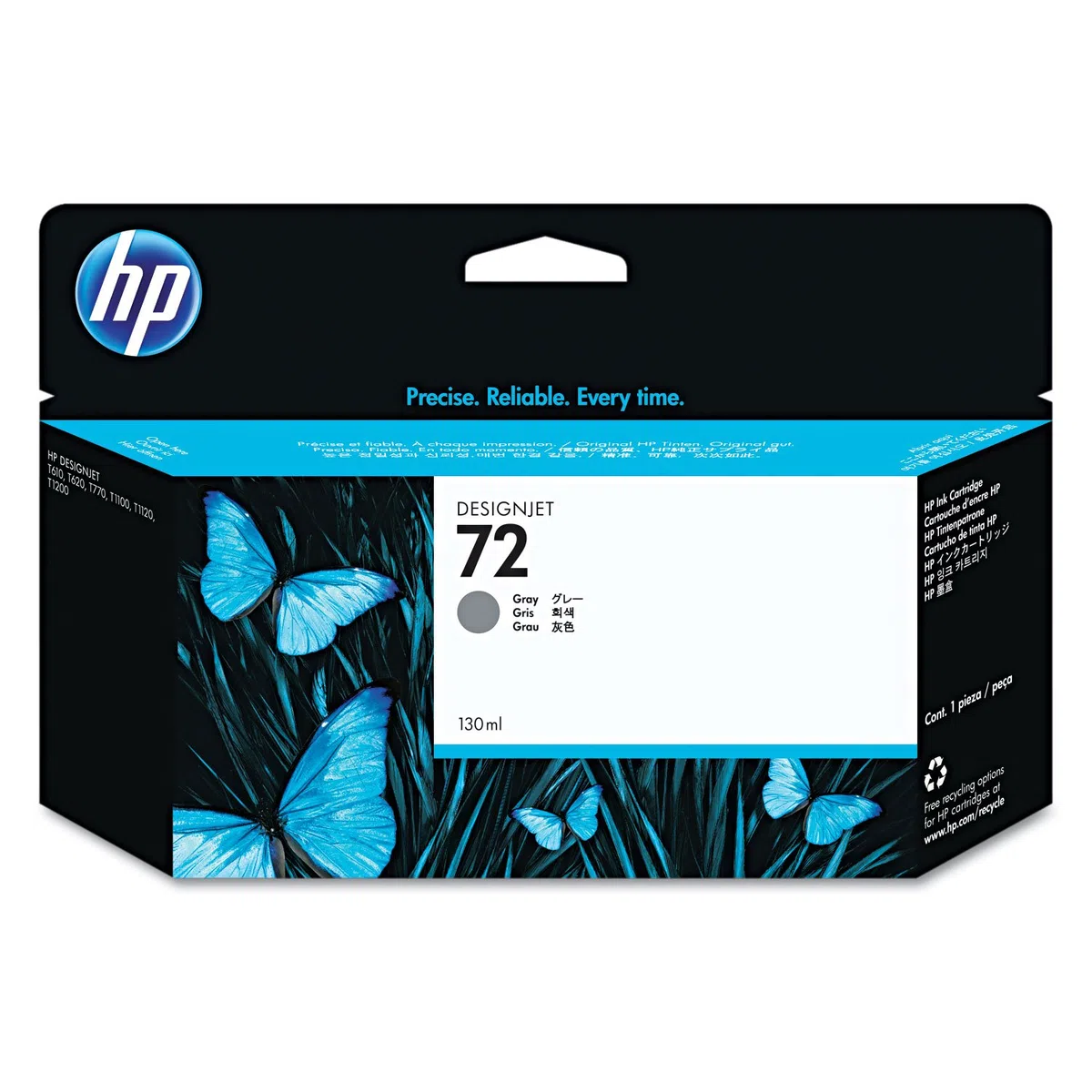HP 72 Wkład do Drukarki, C9374A, z Tuszem do T2300 EMFP, T1300, T1200, T1120, T1100, T1100 MFP, T795, T790, T770, T620, T610, Druk Wielkoformatowy, Szary, 130 ml