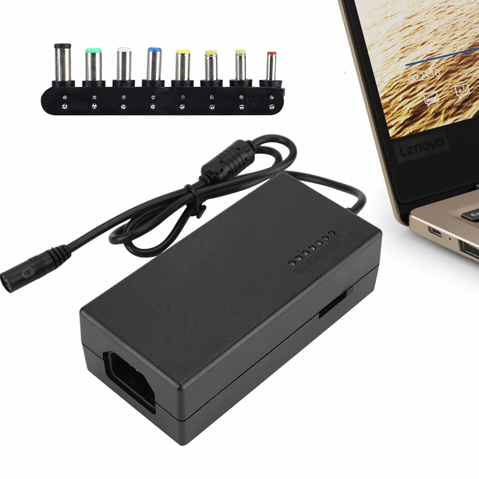 Uniwersalny zasilacz sieciowy do ładowarki do laptopa 96 W, regulowane napięcie 12-24 V, 7-pozycyjny adapter przełącznika zasilania z 8 portami DC i podwójnym