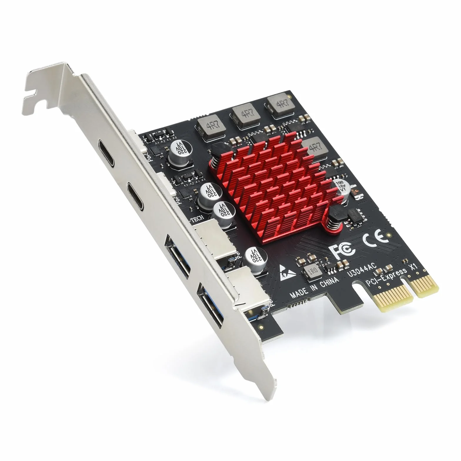 ELUTENG 4 porty USB 3.2 Gen 1 karta rozszerzeń PCIE (2 porty USB-A, 2 porty typu C), superszybka karta PCIE 5 Gb/s do komputera stacjonarnego, obsługa Windows 11/10/8/7/XP