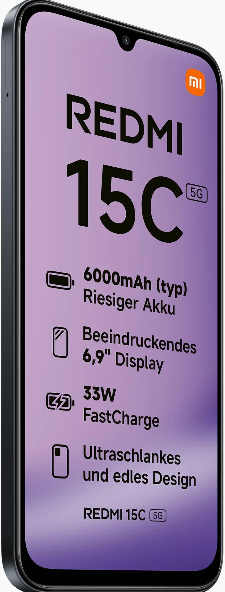 Xiaomi Redmi 15c 4+128GB 6.9" 5G Midnight Black DS ITA