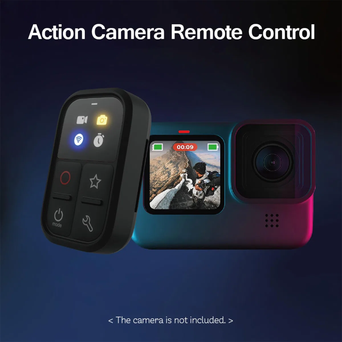 Andoer Bezprzewodowy pilot zdalnego sterowania do GoPro Hero 10/9/8/Max, inteligenty pilot jako zamiennik, kolorowy ekran LED, wbudowany akumulator, zasięg 50 m, pasek na rękę do kabla ładowania USB