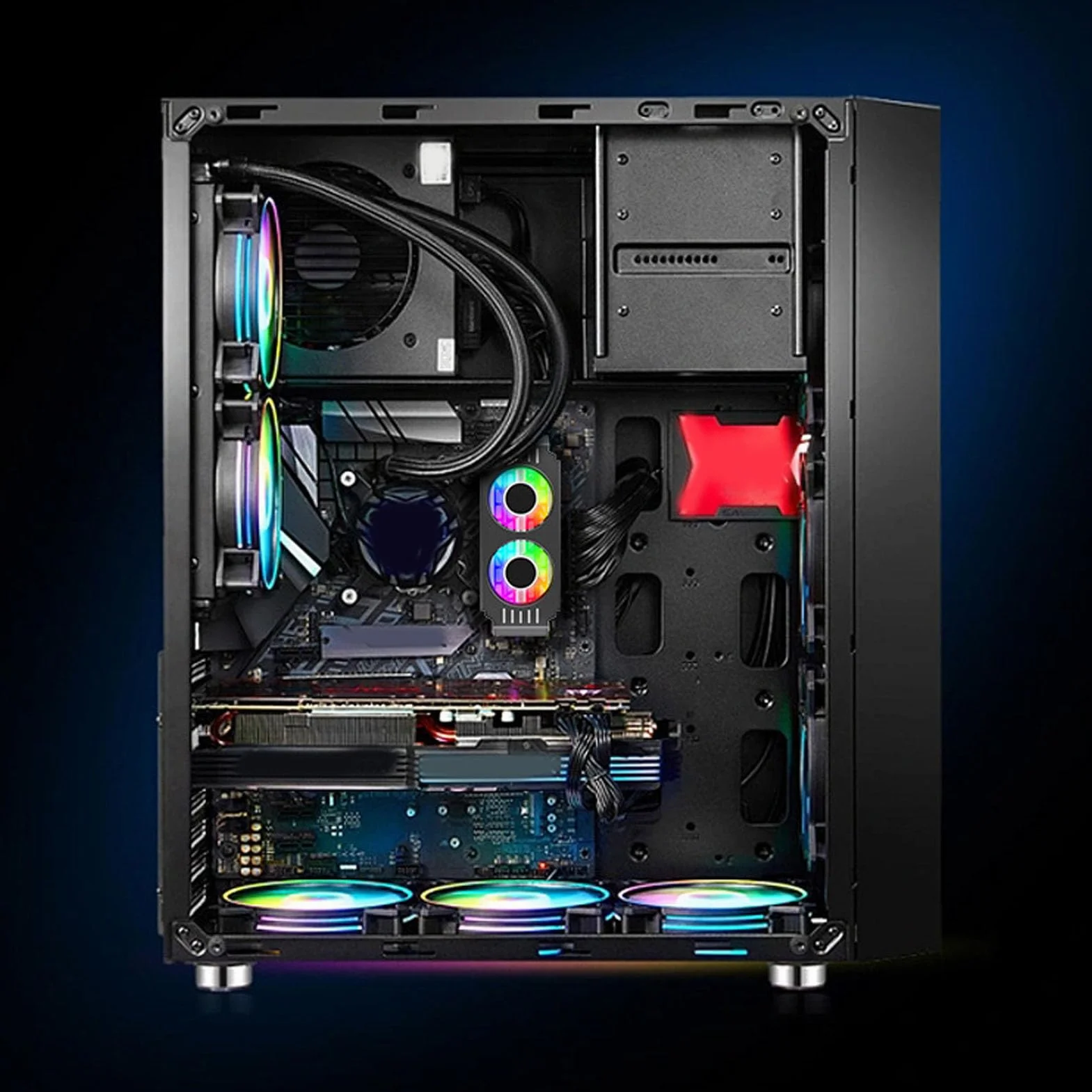 Radiator RAM ARGB Grzejnik Moduł Pamięci Komputera PWM Podwójny Wentylator DDR4 DDR5 Czarny