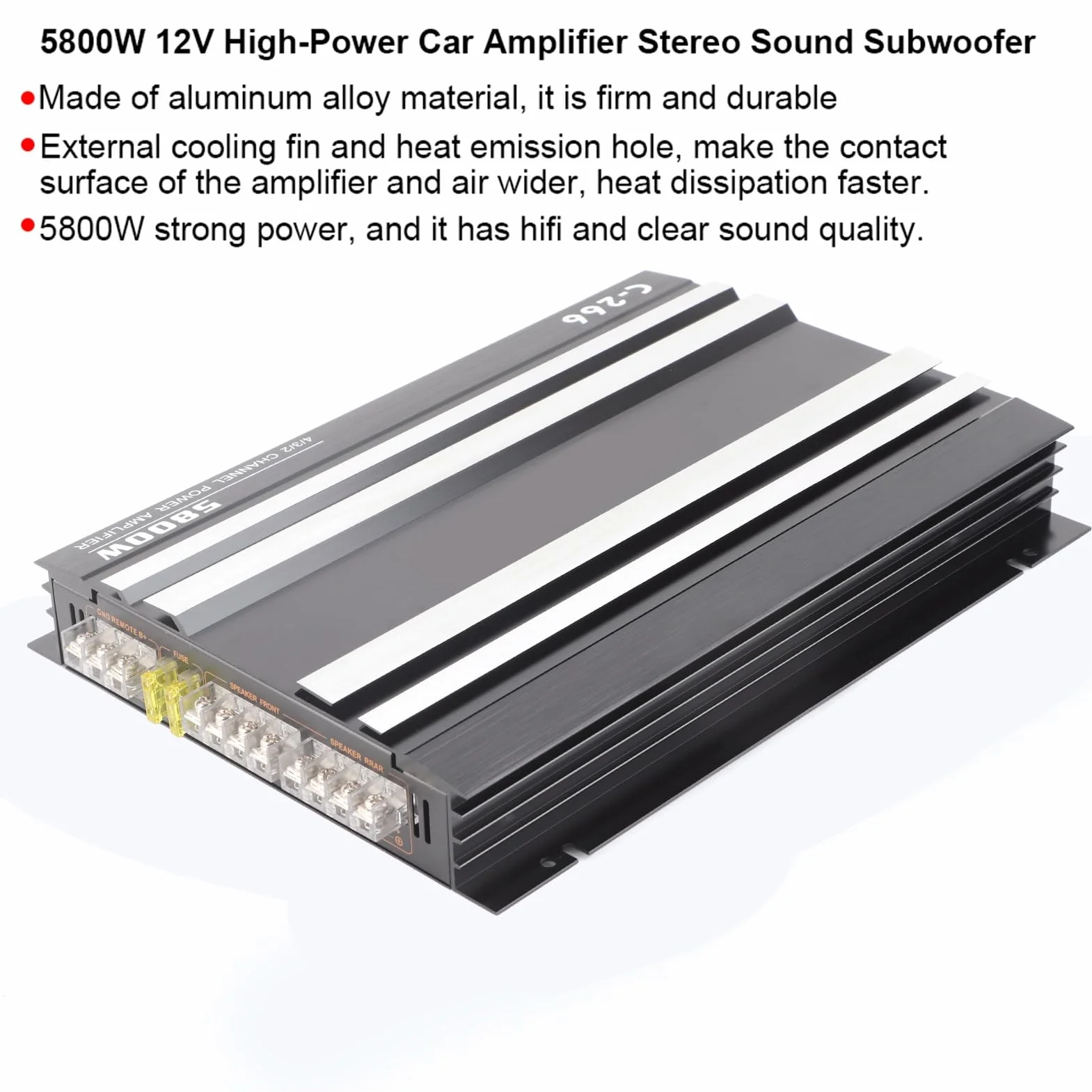 5800W 12 V wzmacniacz pełnozakresowy Wzmacniacz samochodowy Wzmacniacz dużej mocy Hi-Fi przenośny dźwięk stereo subwoofer