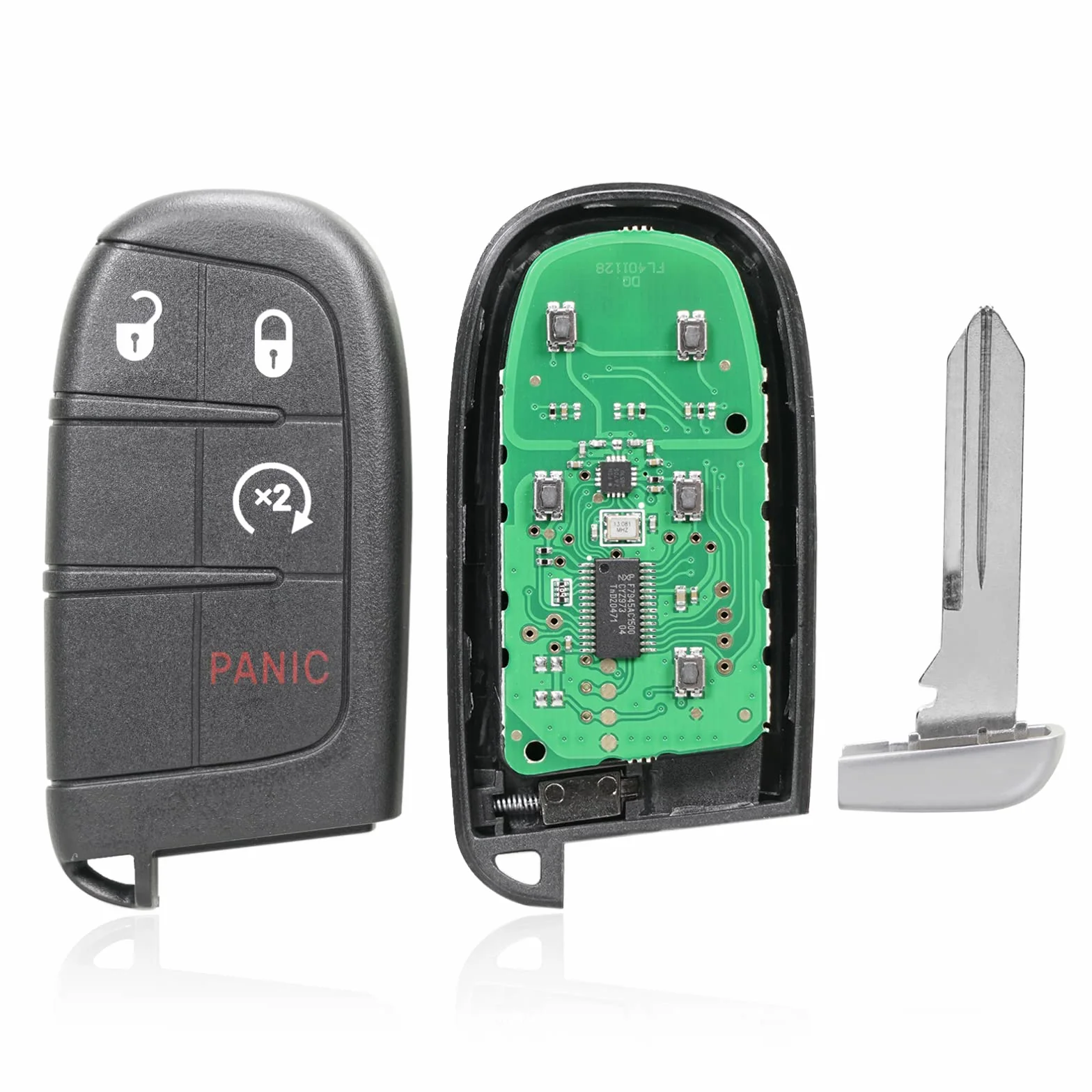 Unifizz 433 MHz 4 przyciski bezkluczykowe zdalne wejście breloczek samochodowy czarny M3N-40821302 do Dodge- Journey 2011-2020 46 chip