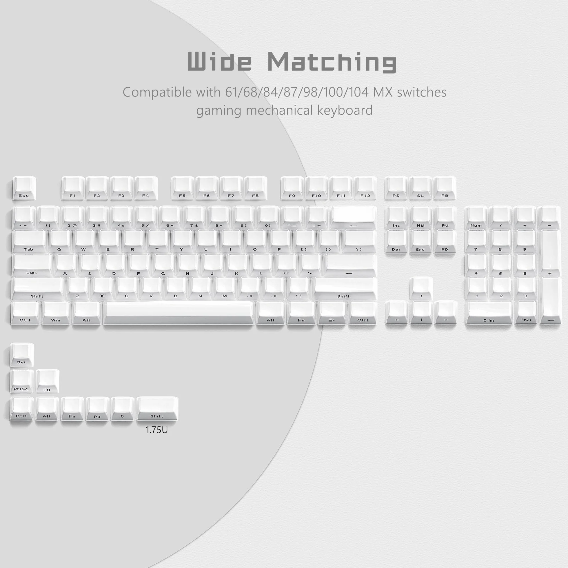 Womier Crystal Jelly 60, 65, 75, 100%, klawisze do klawiatury mechanicznej, nadruk boczny, urocze klawisze profilu OEM, Cherry Gateron MX 113%, biały