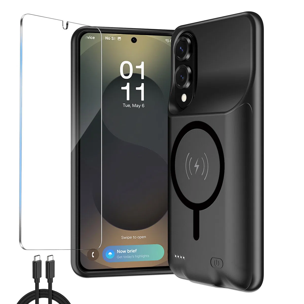 Etui na baterie 10000 mAh do Samsung Galaxy S25 Edge (6,7") etui na baterie - inteligentne bezprzewodowe etui do ładowania, przenośne etui do zasilania, zewnętrzna bateria do ładowania