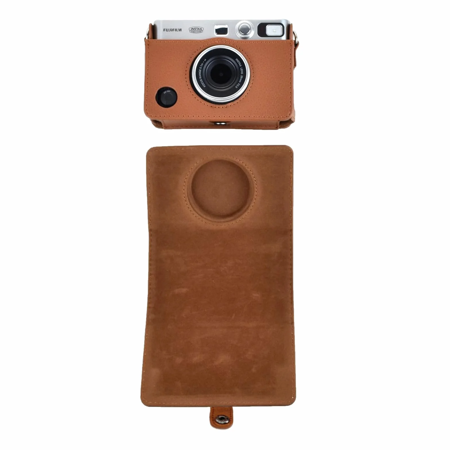 Rieibi etui na aparat Fujifilm Instax Mini Evo, skórzany pokrowiec ochronny vintage, brązowy
