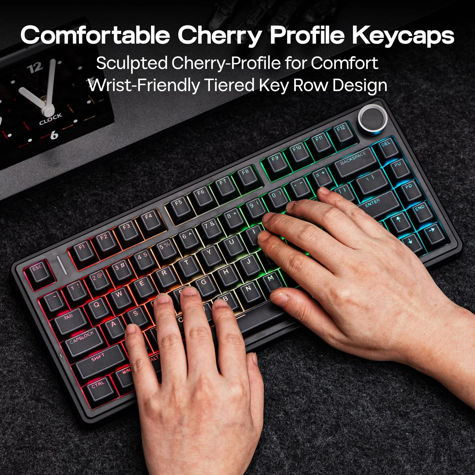 EPOMAKER Glintrix PBT Shine Through Keycaps, Arris & Keys Backlit, Double Shot, Cherry Profile, 60/75/96/pełny rozmiar, niestandardowy zestaw klawiszy do mechanicznej klawiatury do gier (czarne)