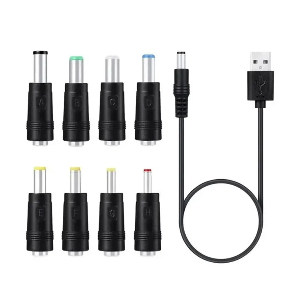 Kabel USB do DC 5,5 x 2,1 mm 8 w 1 Wymienny konwerter wtyczki
