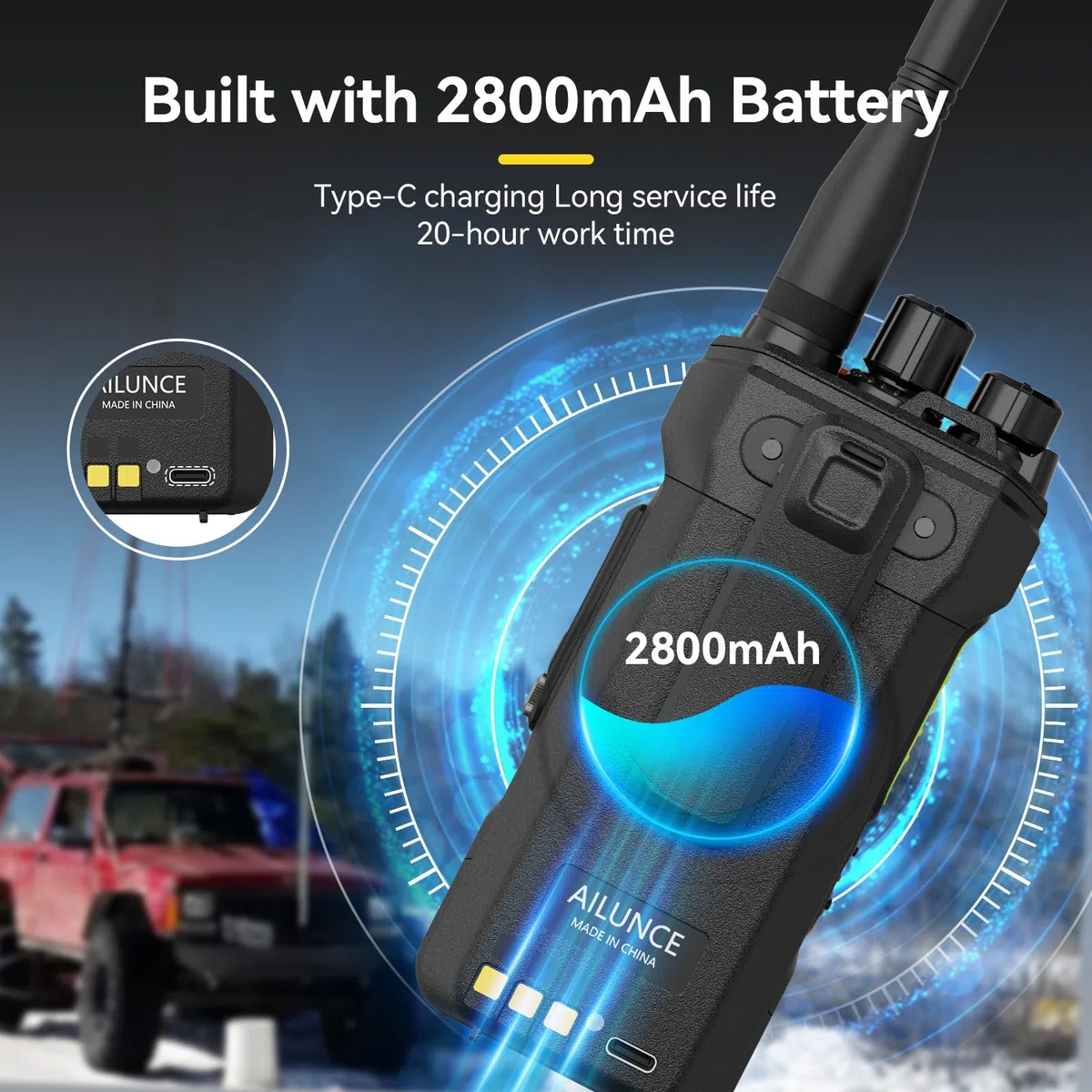Retevis Ailunce HA1UV Ham Radio, Dwupasmowy, Dwukierunkowy, Wodoodporny IP67, Akumulator 2800 mAh, ładowalny przez USB-C Radiotelefon Amatorski do Ratownictwa, Wydarzenie Amatorskie w pliku (2 Szt.)