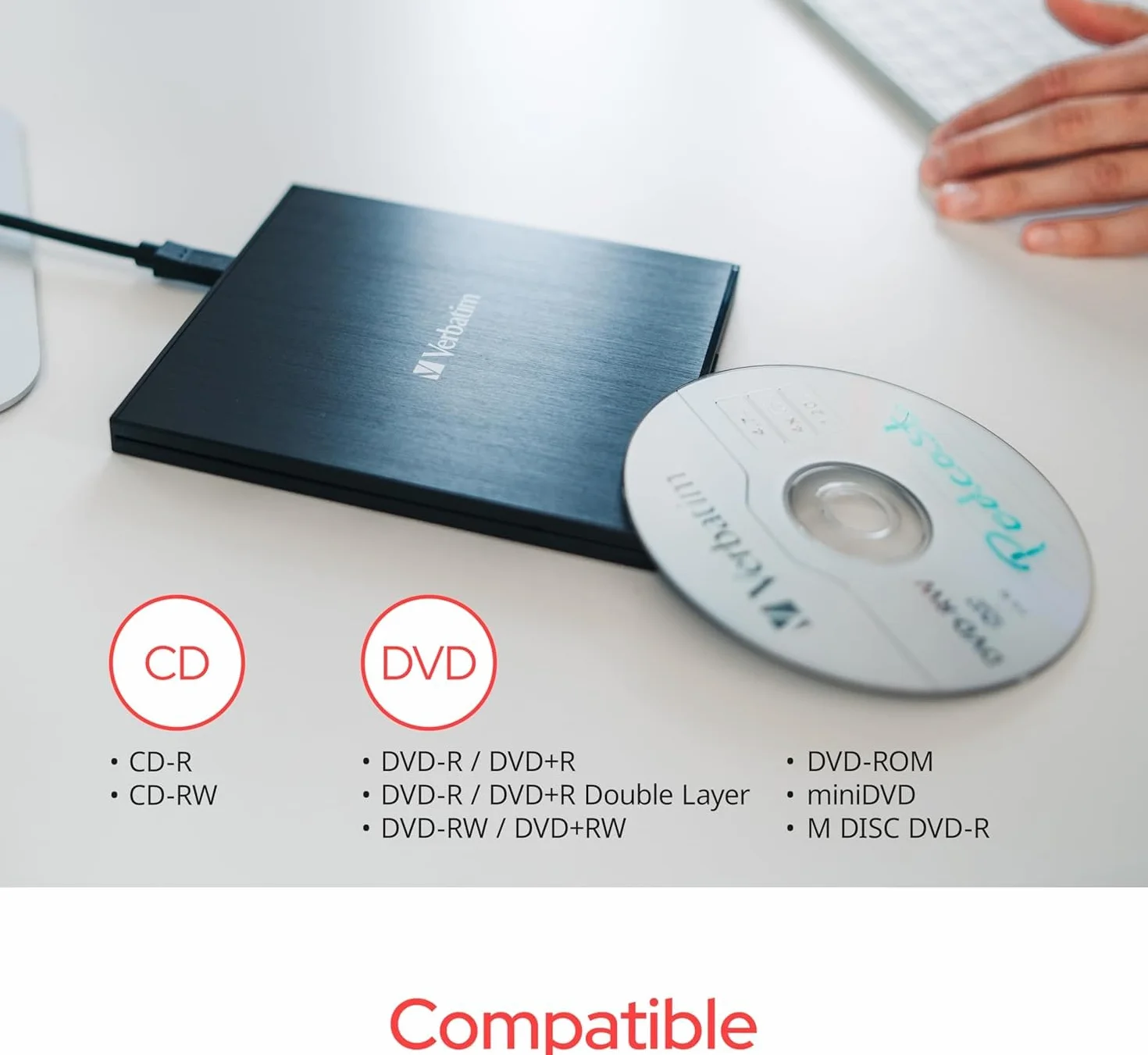 Verbatim 98938 Zewnętrzna nagrywarka CD/DVD Slimline USB 2.0 czarna