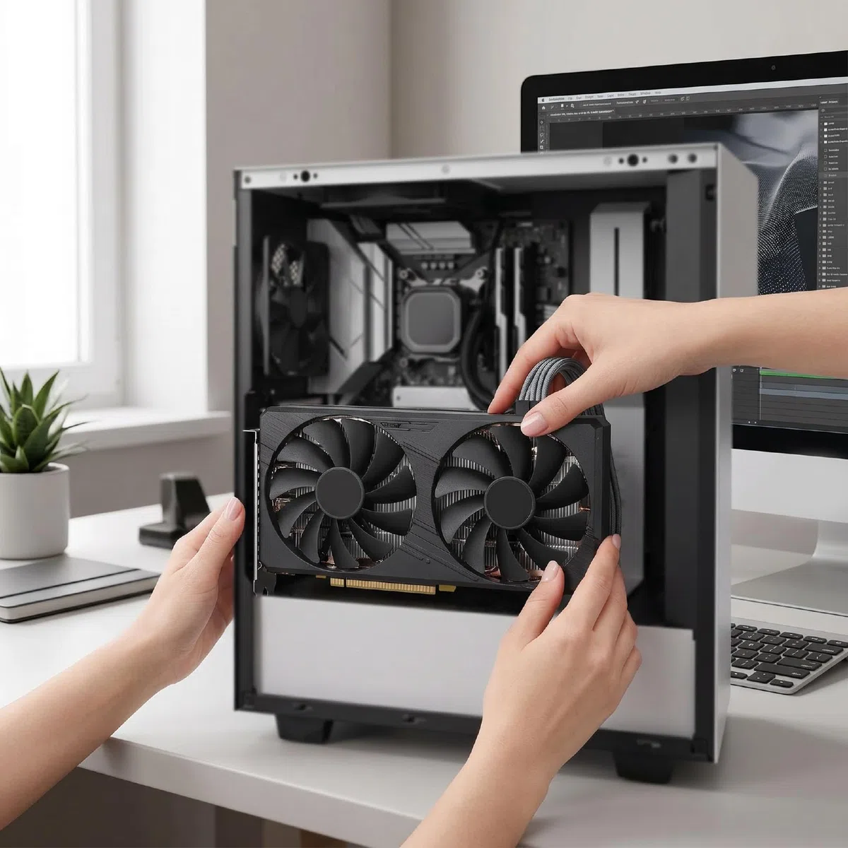XUMIUZIY Karta Graficzna, 192-bitowa Karta Graficzna PCI Express 3.0 X16 6 GB GDDR5 do Gier z Podwójnym Wentylatorem 1xinterfejs Multimedialny Wysokiej Rozdzielczości 2xDisplayPort