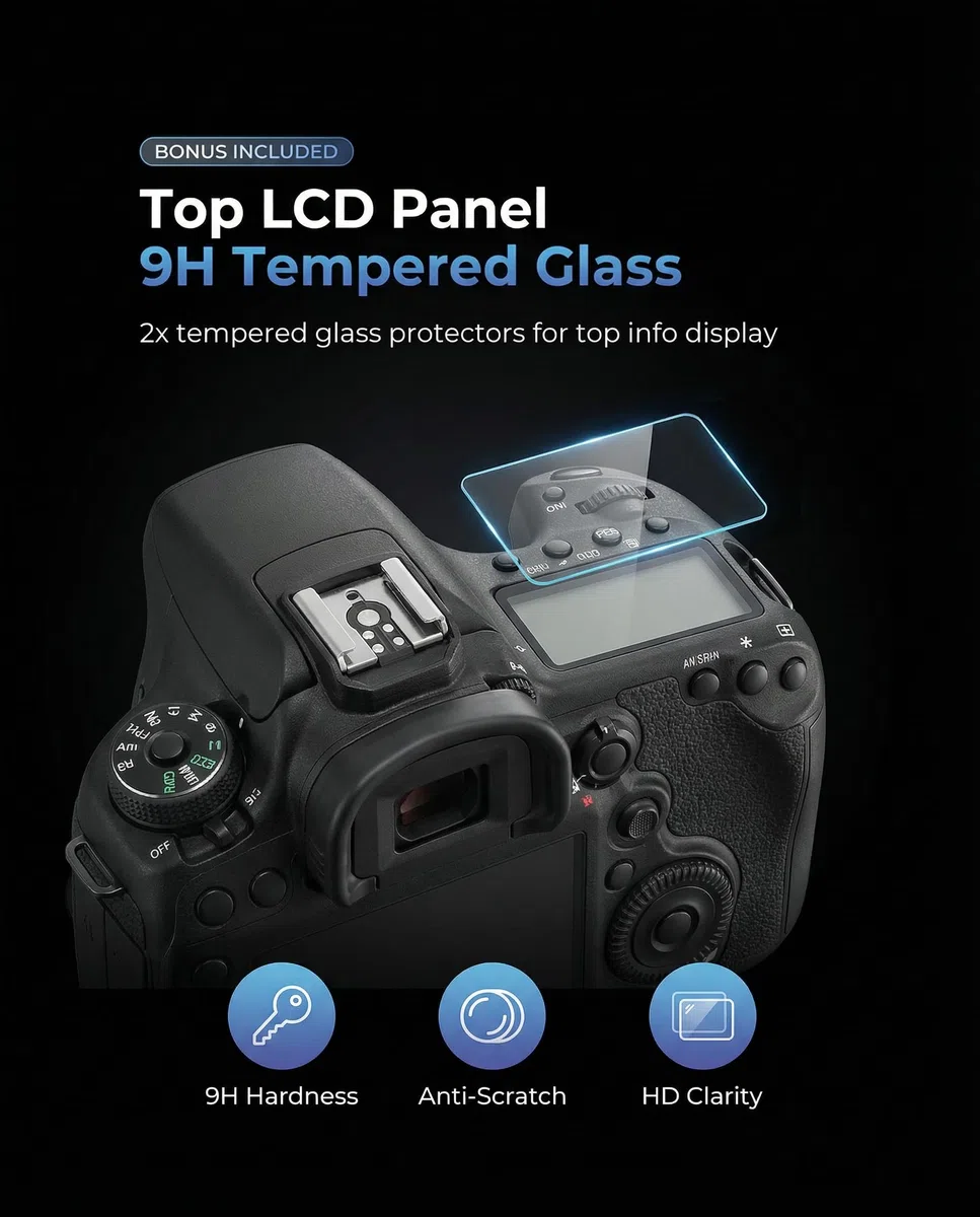 iDaPro Folia ochronna do Nikon Z9/Z8/Z7 II/Z6 II, Szkło hartowane 9H | 2 Glass + 2 Top ekran + pudełko ABS. Nie dla Z6/Z7/Z5. Twardość 9H, odporne na rysy, bez bąbelków, HD, antyodciskowe.