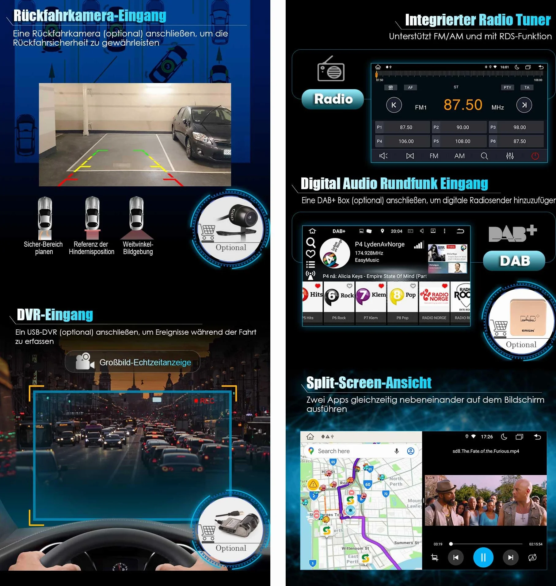 Erisin Android 13 8-rdzeniowe radio GPS do Mercedes-Benz SLK klasa R171 SLK200 SLK280 7-calowy ekran dotykowy zintegrowany CarPlay DAB+ WiFi 4G FM Bluetooth A2DP
