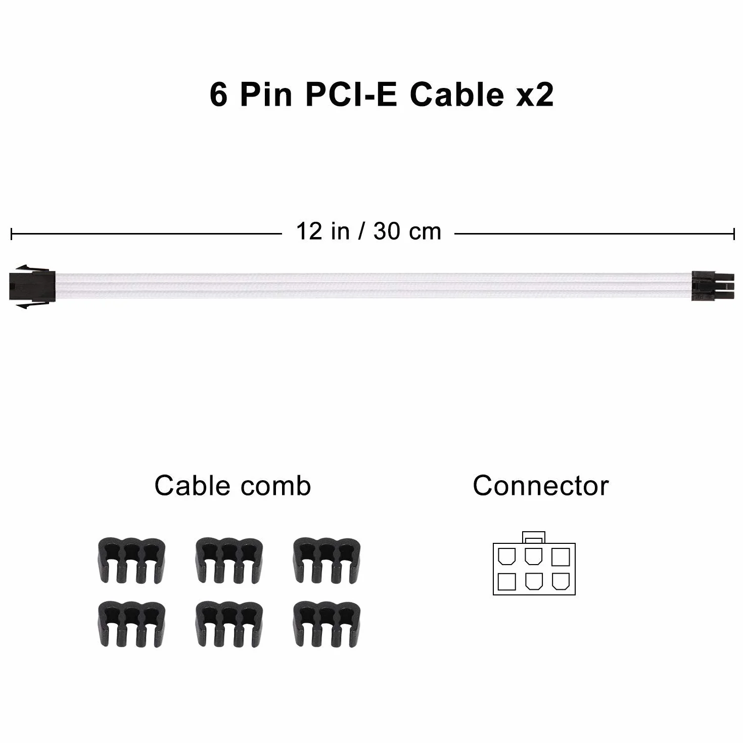 J&D ATX kabel zasilający, 6 opakowań ATX Sleeved Cable - zestaw przedłużający kabel, 18AWG 30 cm, przedłużenie kabla do zasilania 24-pinowe, 8 pinów, 6 P (4+4) pin (6+2) P, przedłużenie kabla PSU z