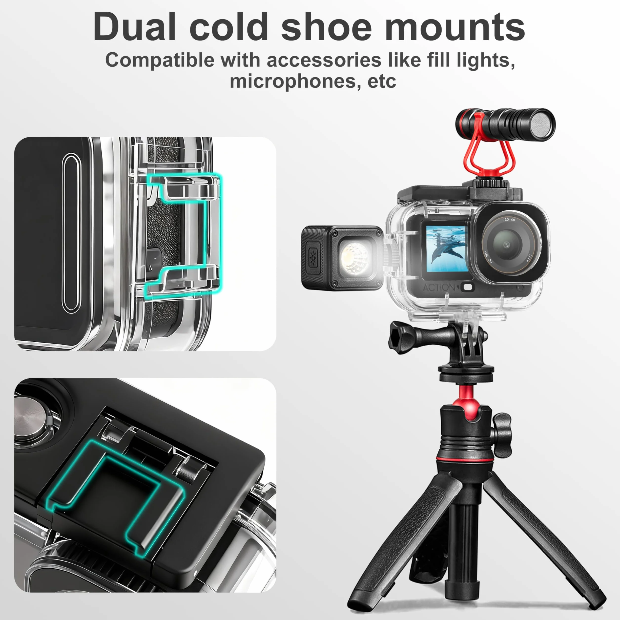 FitStill Uniwersalny zestaw do nurkowania do DJI OSMO ACTION 6, wodoodporna obudowa 196FT/60M i 3 filtry i uchwyt pływający zestaw do nurkowania, surfingu, nurkowania, etui ochronne, akcesoria