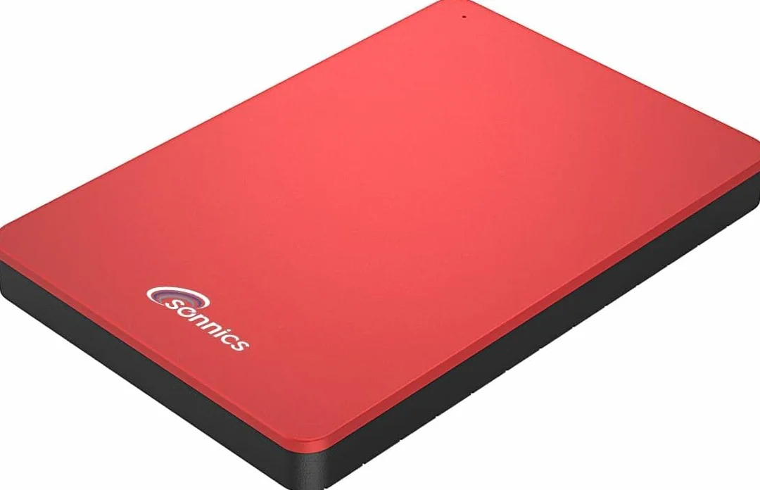 Sonnics 500GB Type C USB 3.1 Zewnętrzne Przenośny Dysk Twardy dla Okna PC, Mac, Smart TV, XBOX ONE/Seria X & PS4 /PS5, Czerwony