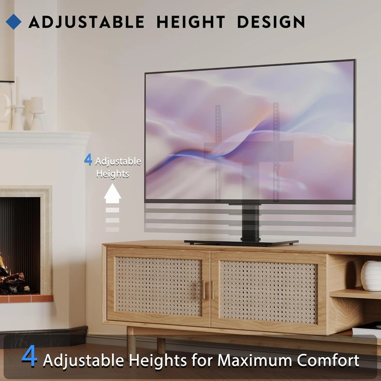 BONTEC Uniwersalny Stojak Telewizor 26"-55" LCD LED Plazmowy Regulacja Wysokości Podstawa Szkło Hartowane 8mm